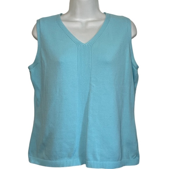 Eddie Bauer light blue Sleeveless Top sweater vest pull over knit - Picture 1 of 8